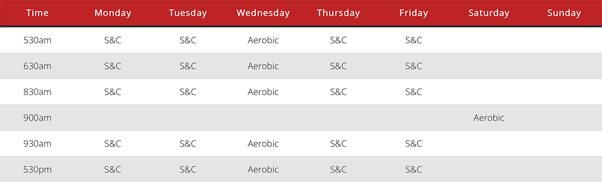 schedule of Sand Dunes Strength and Conditioning